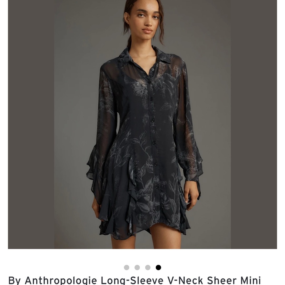 Anthropologie Black Asymmetrical Ruffled Sheath Dress
